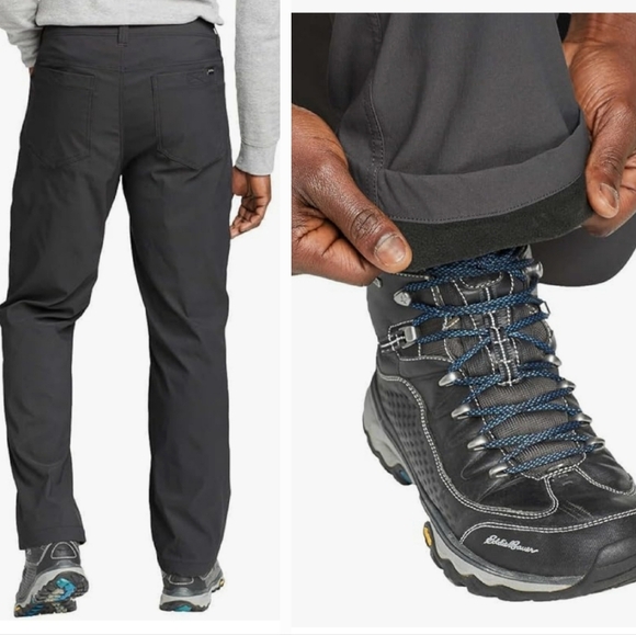 Eddie Bauer Gray Fleece Lined Tech Pants Size 38x30 Winter Outdoor Ski Hiking - Picture 2 of 12